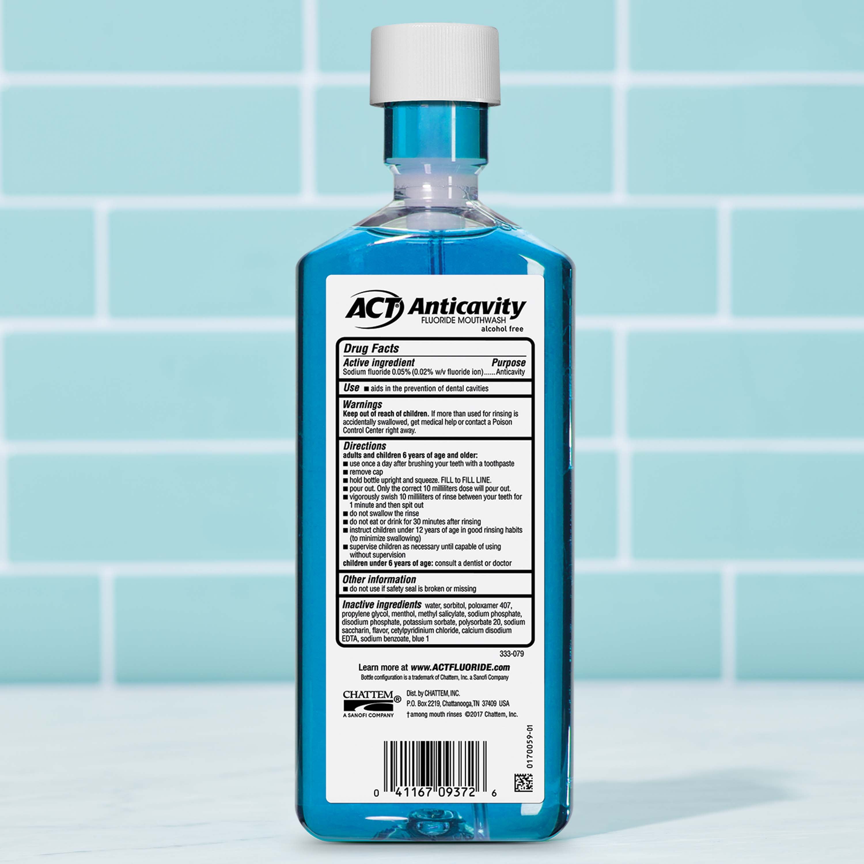 ACT Anticavity Alcohol Free Arctic Blast Mouthwash, 18oz