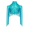 thumbnail image 3 of Haitryli Kids Girls Long Sleeve Sequins Ballet Jazz Hip Hop  Dance Crop Top Tassel Finger Holes Gymnastics Tee Shirt Blouse Light Blue 12, 3 of 7