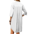 thumbnail image 2 of Lumento Shift Dress for Women Solid Color V Neck Tunic Shirt Dresses, 2 of 5