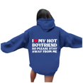 thumbnail image 1 of Bmisegm Sweat à Capuche Graphique à Manches Longues pour Femmes, Pull à Cordon, Blouse Décontractée, Bleu S, 1 of 6