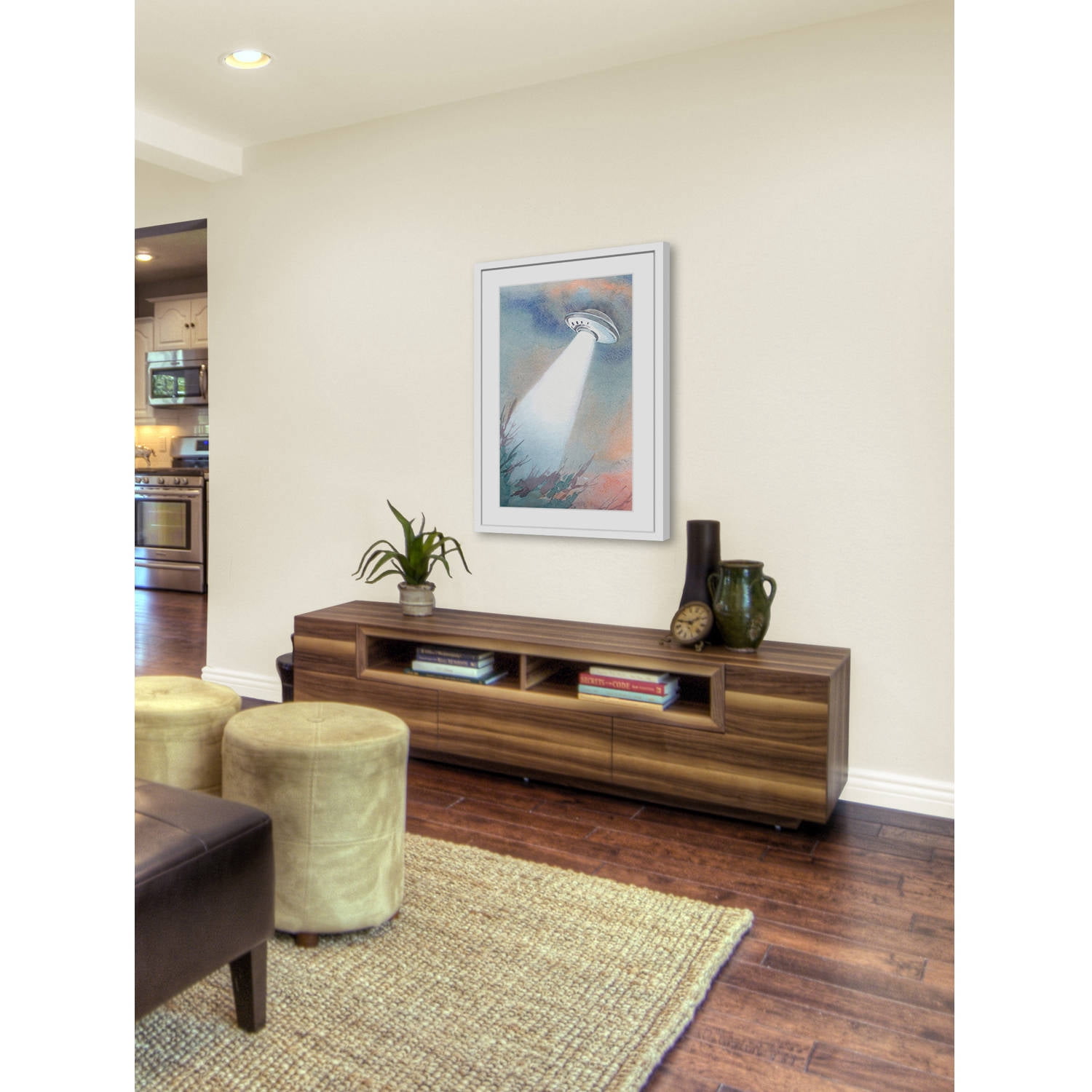 "UFO Arrival" Framed Painting Print