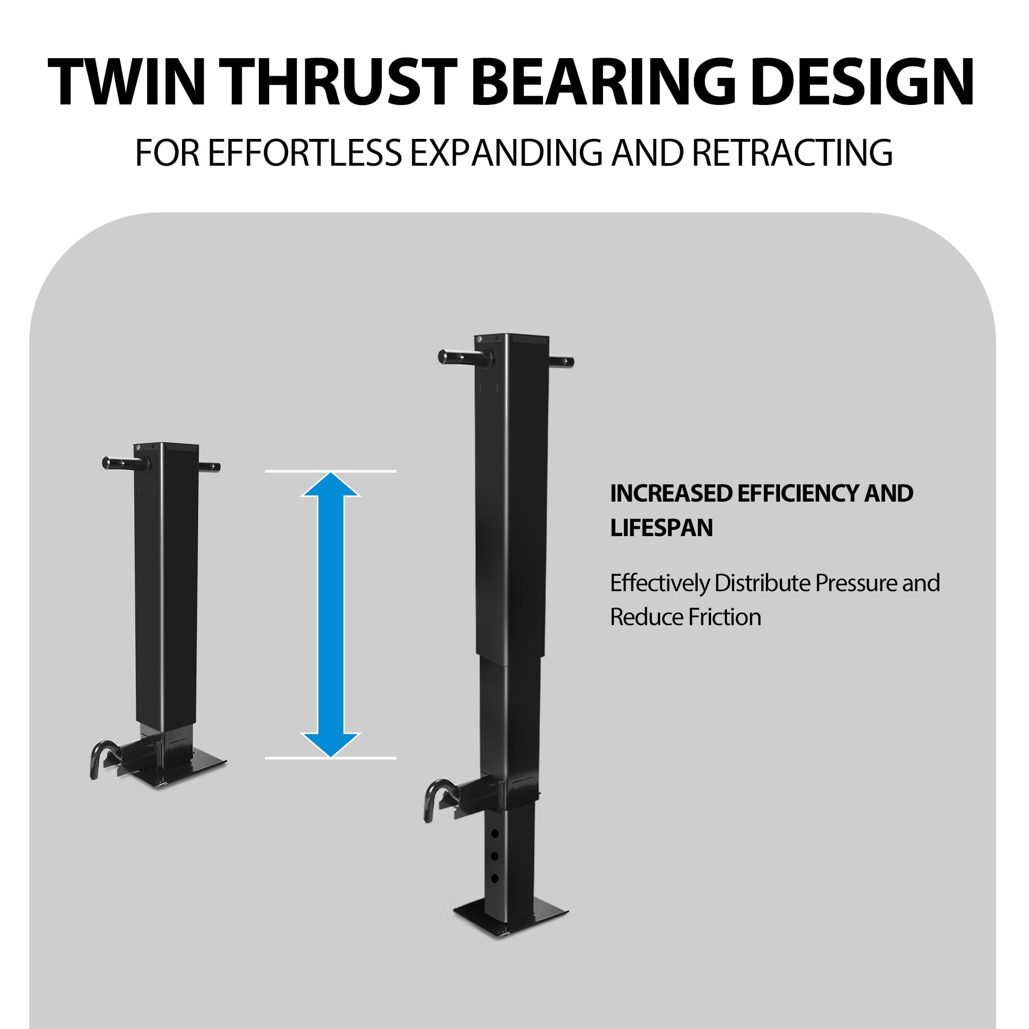 Towingmaster 12,000 lbs Capacity Square Weld on Trailer Jack, Sidewind Heavy-Duty Direct Weld Trailer Jack, Side Pull Pin with Handle Crank, 26'' Travel for Lift Utility RV Campers Boat