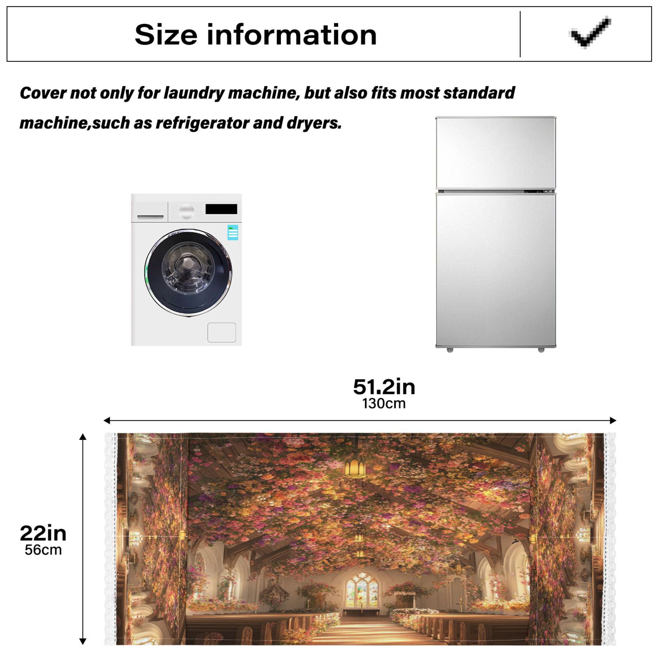 Beautiful ChurchWasher and Dryer Covers Dust-Proof and Oil Resistant Fridge Cover with 4 Storage Pockets Washing Machine Top Cover for Laundry Kitchen Home 51.2 x 22 In