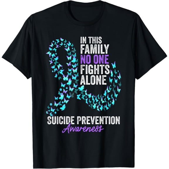 Suicide Prevention Awareness Month Butterflies Teal Ribbon T-Shirt