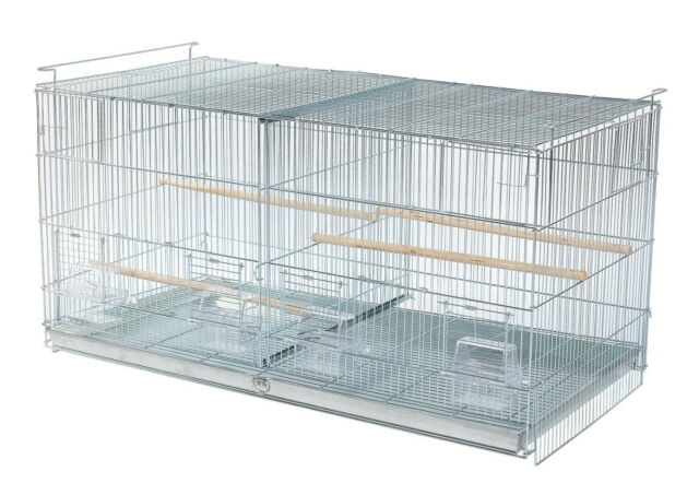 4 of Stainless Galvanized Steel Stackable Double Breeding Breeder Flight Bird Cage with Center Dividers Side Breeding Nest Doors Quail Aviaries Canaries Finches