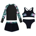 thumbnail image 4 of YONGHS Kids Girls Bathing Suit Swimsuit Swimwear Long Sleeve Rashguard UPF 50+ UV Bikini Tankini Set Black 16, 4 of 5