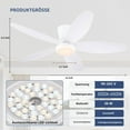 thumbnail image 4 of PHORUS 42" White Flush Mount Ceiling Fan with LED Light, Quiet DC Motor, Remote & App Control, 6-Speed Reversible Fan for Bedroom and Living Room, 4 of 8