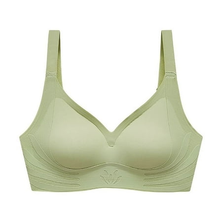 Quealent Seamless Bras for Women Breathable Comfortable Cotton Soft Daily Bras Bras for Women Front Closure Bra Plus Size Full Coverage Bra Green L