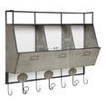 thumbnail image 2 of Kate and Laurel Arnica Antique White Wood and Metal Wall Storage Pockets with Hooks, 2 of 6