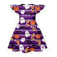 thumbnail image 3 of Halloween Summer Dress for Kids Girls Size 7-8 Flutter Sleeve Cute Skater Dress Holiday Pumpkin Ghost Funny Crew Neck Girls Clothes Holiday Outfit Purple 12-13 Yaers, 3 of 4