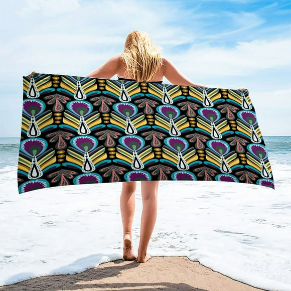 Microfiber Beach Towel Super Colorful Bath Towel Sandproof Beach Blanket Multi-Purpose Towel For Travel Swimming Pool 30x60 Inch