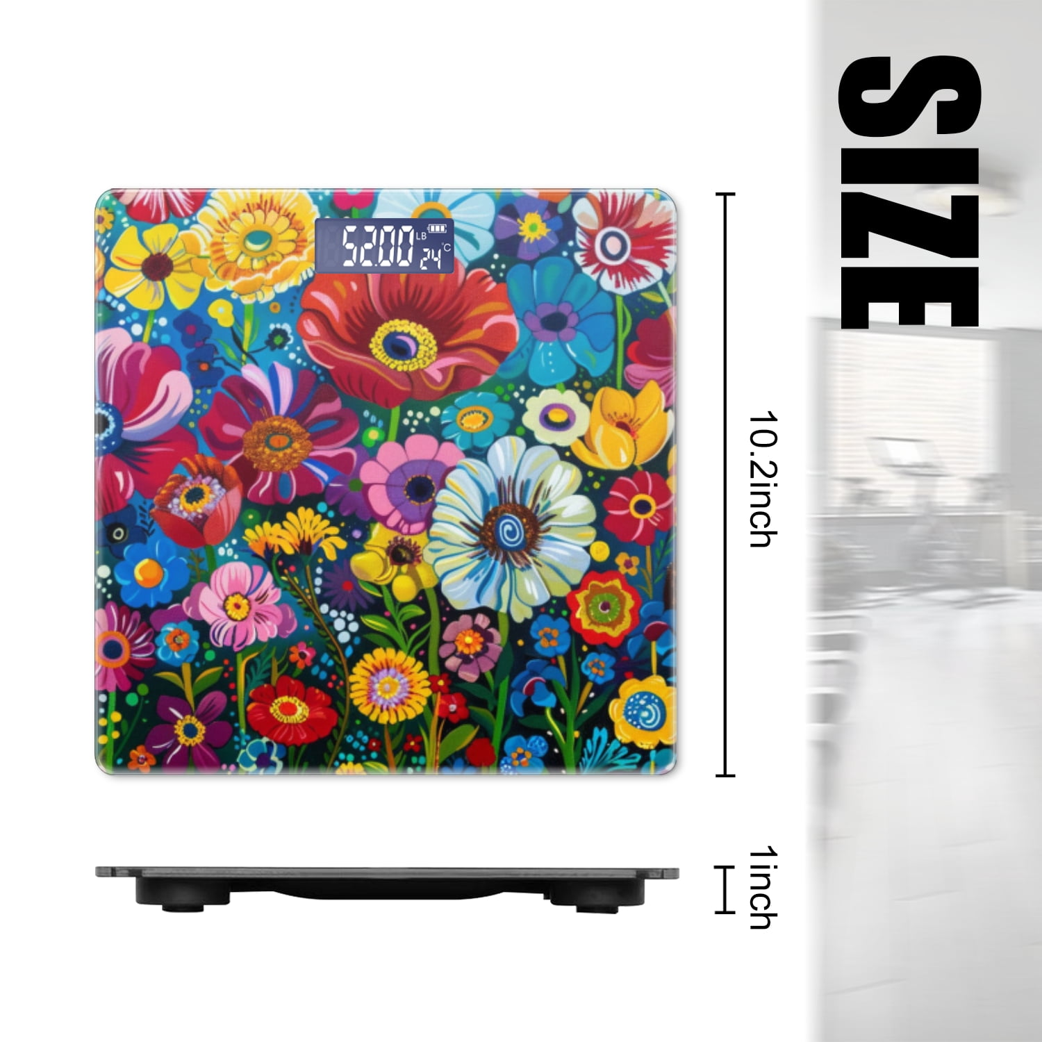 High Precision Body Weight Scale Smart Bathroom Scales with Large LCD Display(400lbs),Decorative for Bedroom-Vibrant And Colorful Floral Garden Filled With Blooming Flowers