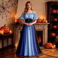 thumbnail image 5 of Renaissance Dress Women Short Sleeve Cold Shoulder Underbust Corset Dresses Vintage Victorian Goth Halloween Maxi Dress, 5 of 7