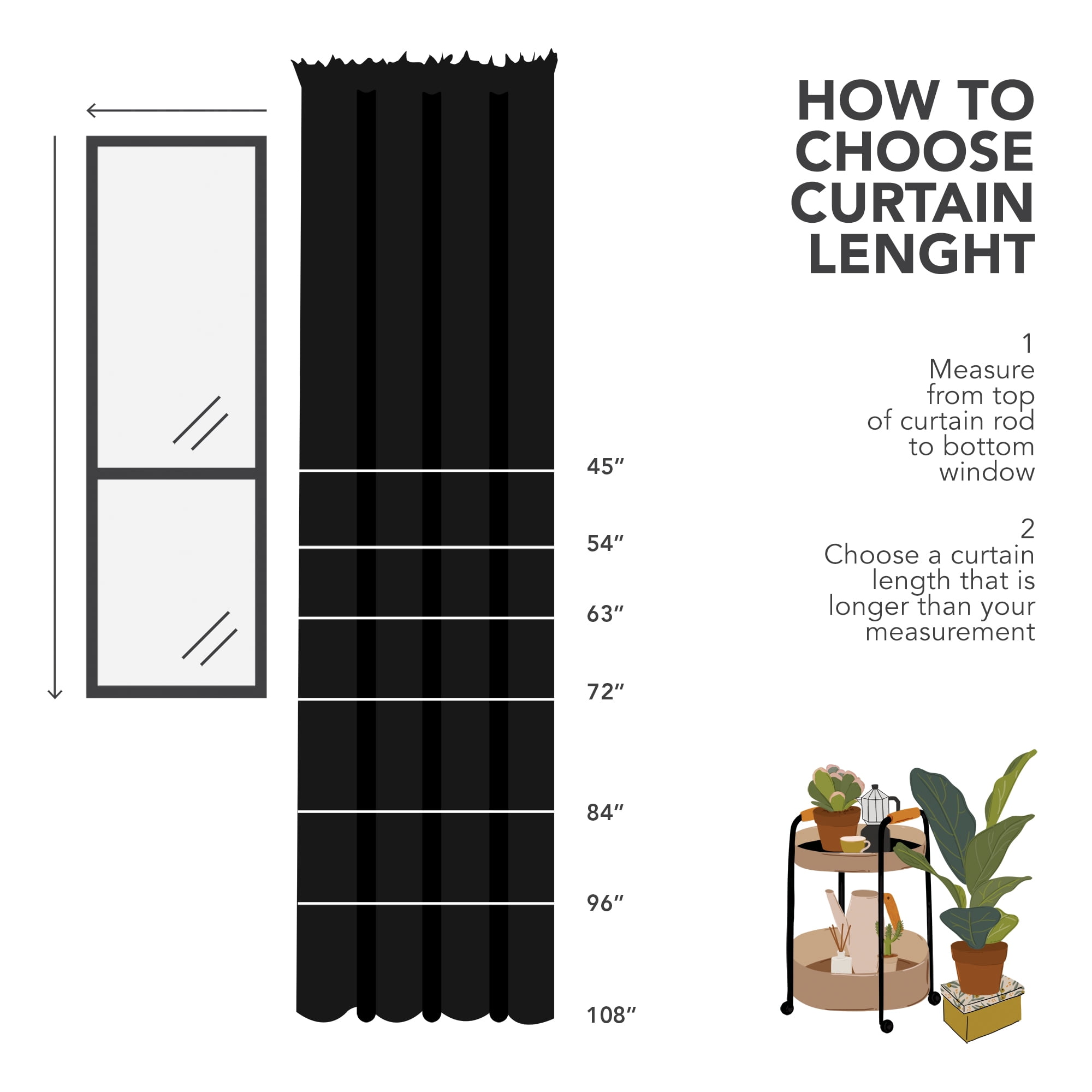 ZOPZO Blackout Curtain 52 x 84 inch Black Rod Pocket Window Curtain for Living Room Set of 2