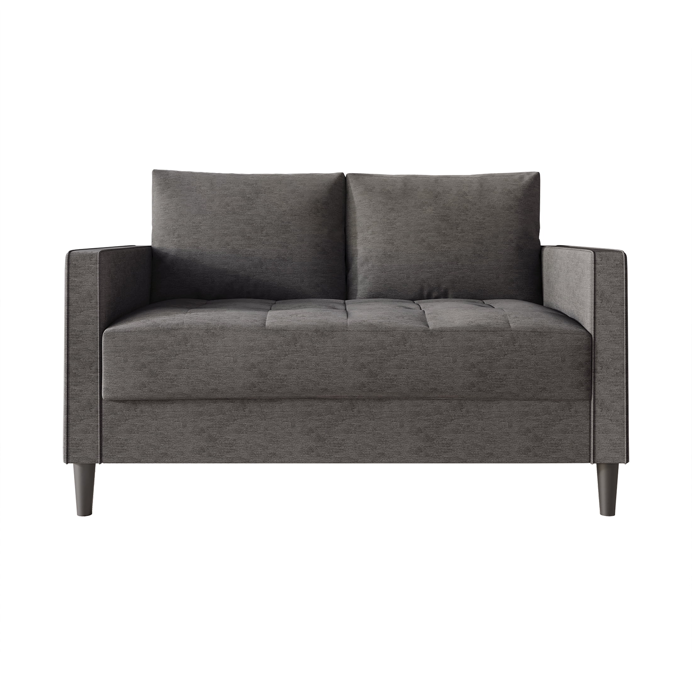 Castle Place Classic Linen Upholstered Loveseat, Dark Grey
