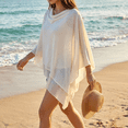 thumbnail image 2 of QSAWXQZ Women's UV Protection Shawl Wrap Asymmetric Loose Boat Neck Long Sleeve Beach Layer Poncho Cover Up for Resort Outerwear Free Size, 2 of 8
