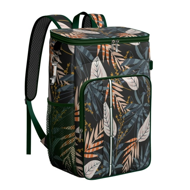 Tropical Jungle Leaves Soft Cooler Bag - 20L, Keeps Contents Cold/Hot 20 Hours, Perfect for Camping