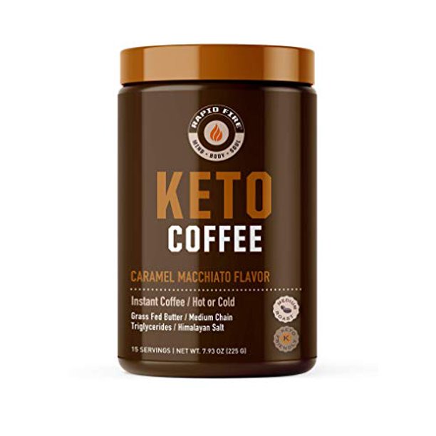 Rapidfire Keto Coffee Instant Coffee Mix, Caramel Macchiato Flavor, 7.93 oz