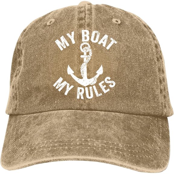 Boat My Rules Baseball Cap Vintage Adjustable Washed Hats Cowboy Hats Denim Dad Hat for Men Women Boy Girl