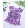 thumbnail image 5 of Miaeowve Kids Girls Sparkly Sequins Ruffle Sleeves Peplum Top Zipper Back Birthday Party Shirts Dancewear Lavender 6, 5 of 7