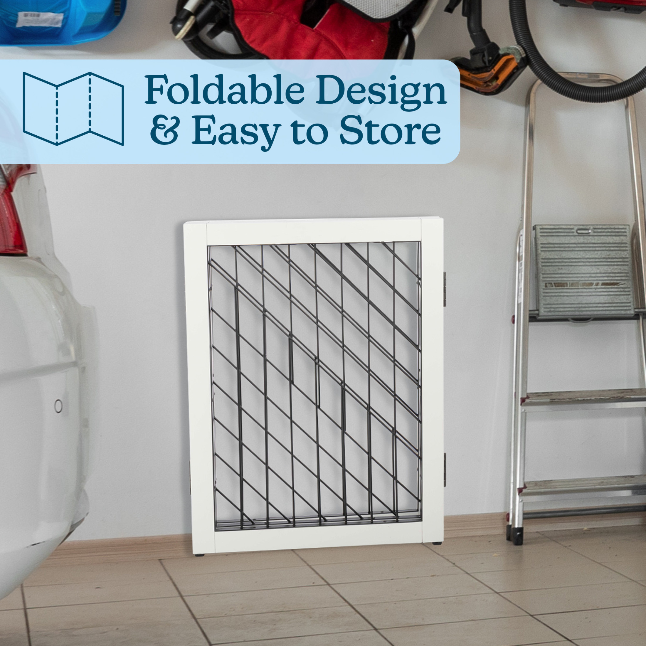 PETMAKER 3-Panel Freestanding Dog Gate - 55x24-Inch Foldable Indoor Pet Fence (White)
