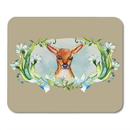 LADDKE Blue Baby Deer and Floral Cute Best for Manufacturing DIY Mousepad Mouse Pad Mouse Mat 9x10
