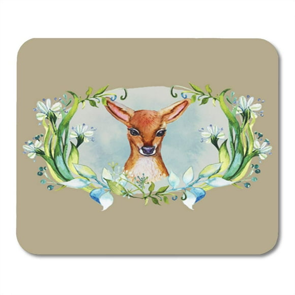 NUDECOR Blue Baby Deer and Floral Cute Best for Manufacturing DIY Mousepad Mouse Pad Mouse Mat 9x10 inch