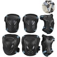 thumbnail image 2 of Kids/Teenagers Protective Gear, Knee Pads and Elbow Pads Set with Wrist Guard and Adjustable Strap for Rollerblading Skateboard Cycling Skating Bike Scooter-Black blue-M, 2 of 5