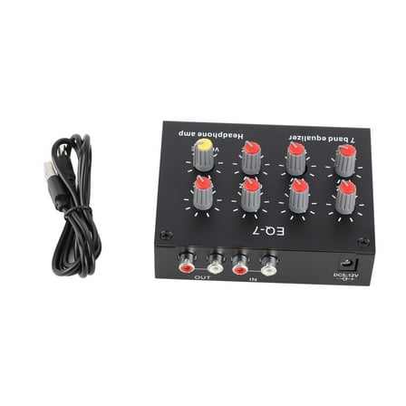 7,Band Audio Equalizer W/ 12dB Adjustment, Dual Channel High Bass Control, 5,12V Power