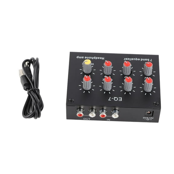 7,Band Audio Equalizer W/ 12dB Adjustment, Dual Channel High Bass Control, 5,12V Power