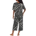 thumbnail image 3 of DKNY Women's Elastic Waistband Capri & Short Sleeve Pajama Set (Black Tie Dye, S), 3 of 4