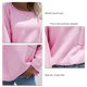 thumbnail image 5 of Suéter de punto con cuello redondo y bolsillo, jersey de color puro, suéter informal de manga larga para mujer, color rosa L, 5 of 6
