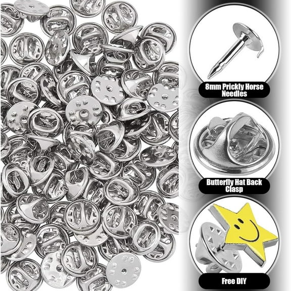 Pin Backs, 160 Pcs Metal Pin Backings, Backs Locking Pin Keepers Clasp Metal Pin Backs for Jewlery, Crafts, Lapel Pins (Silver)