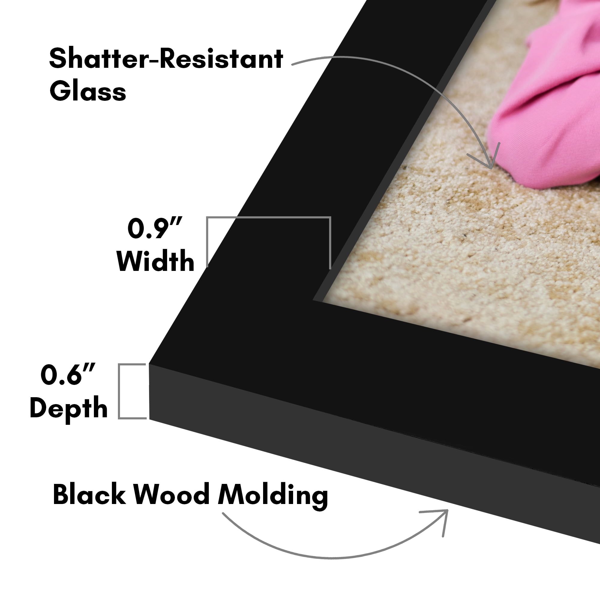 Americanflat 8x12 Picture Frame with Shatter-Resistant Glass Signature Collection Gallery Style Frames - Black