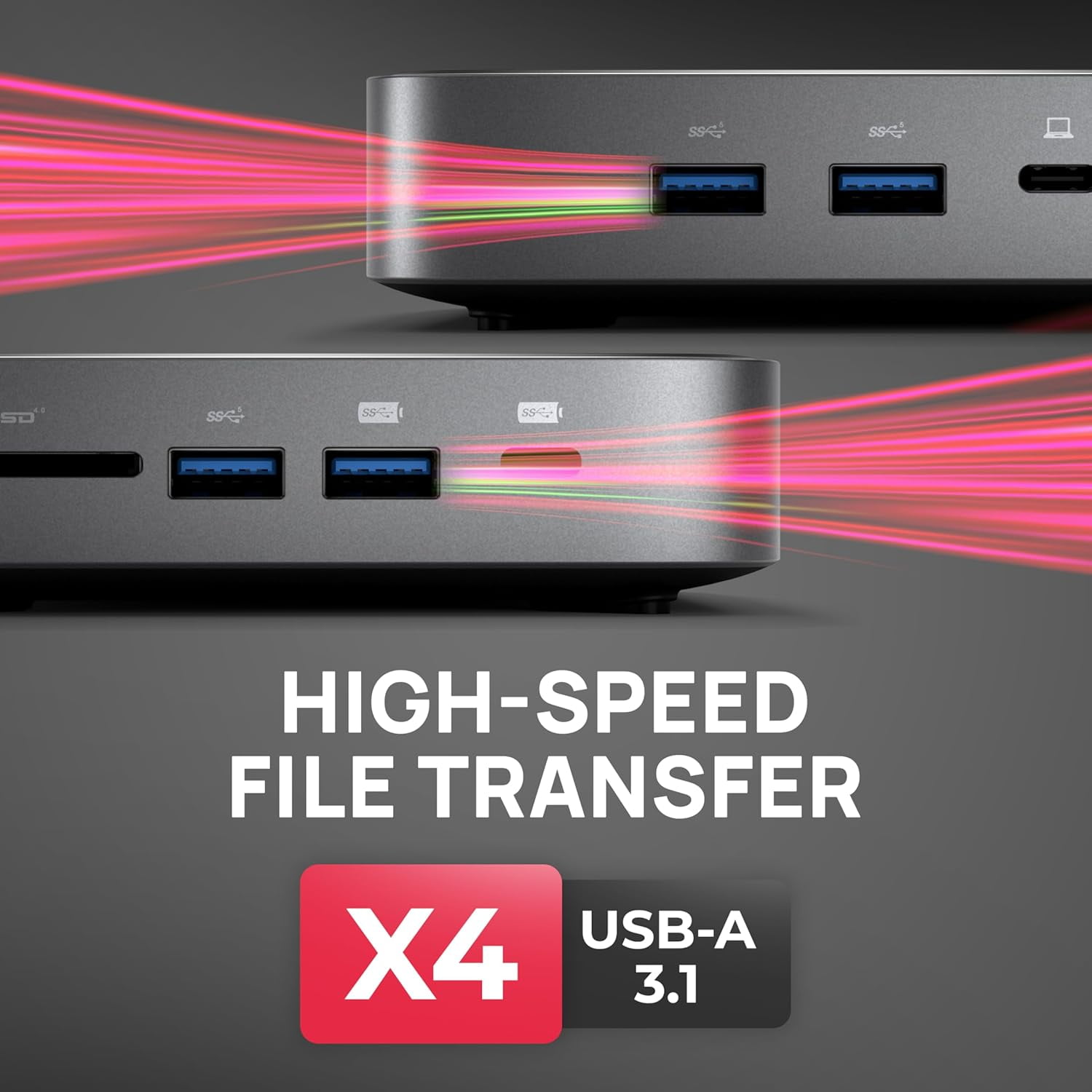 Brydge Stone CORE USB-C MST (Multi-Stream Transport) Docking Station, Dual Display for Windows 10 and 11 with 10 Ports and 100 watts of Power