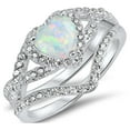 thumbnail image 3 of LaRaso & Co Vintage Sterling Silver 1 Carat White Opal Heart Wedding Engagement Ring Set for Women Size 9, 3 of 5