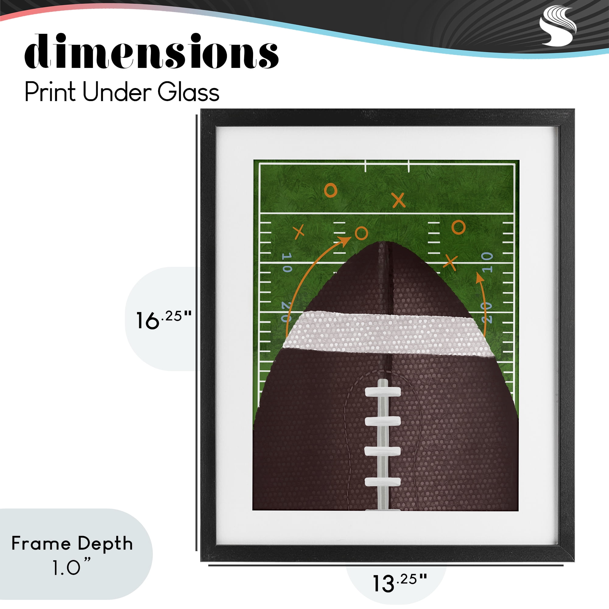 Stupell Industries Football Field Tactics Black Framed Print Under Glass, design by Jennifer Stith