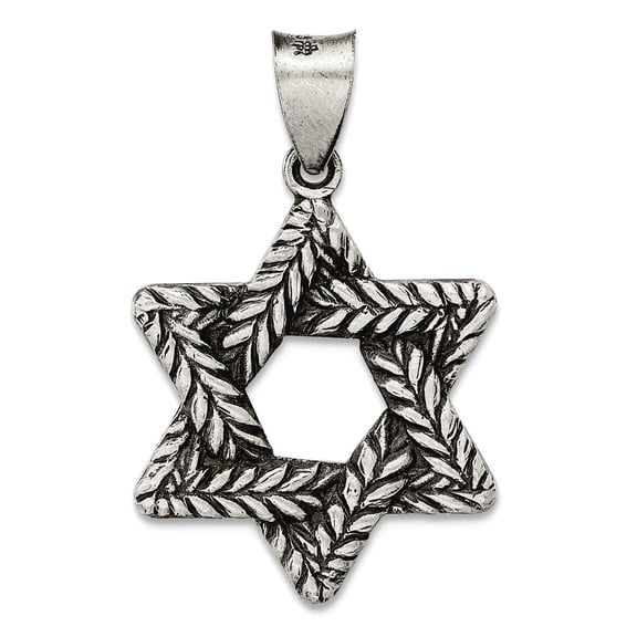 17.62mm 925 Sterling Silver Oxidized and Textured Solid Religious Judaica Star of David Pendant Necklace Pendant for Wom