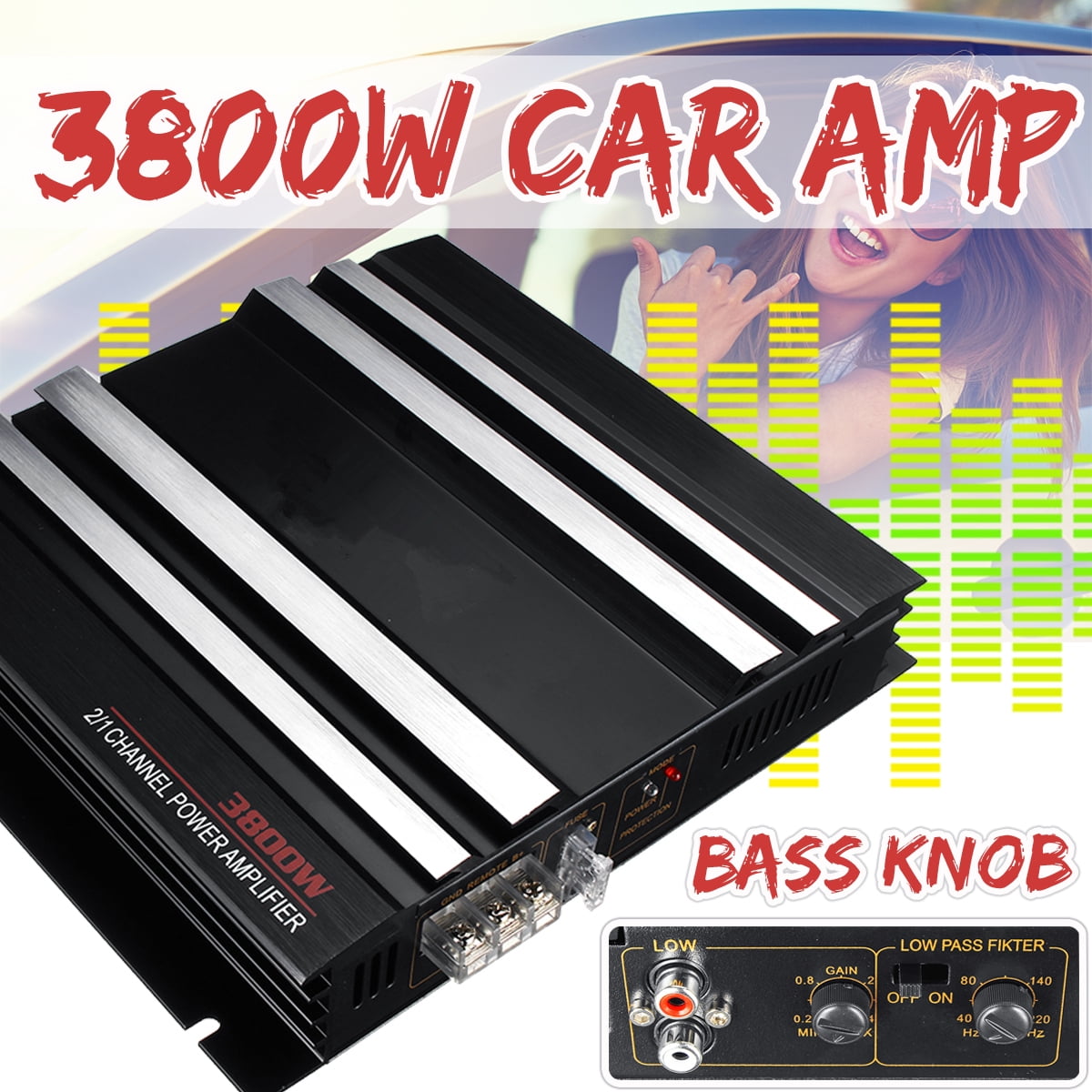 Professional 5800 Watt RMS 4/3/2 Channel Auto Car Audio Power Stereo Amplifier 