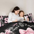thumbnail image 4 of Homewish Bowknot Monogrammed S Twin Bedding Sets 7-Piece for Girls, Vintage Bohemian Flower Bedding Comforter Set, Black Pink Fashion Reversible Sheet Sets, Breathable Home Decor, 4 of 7