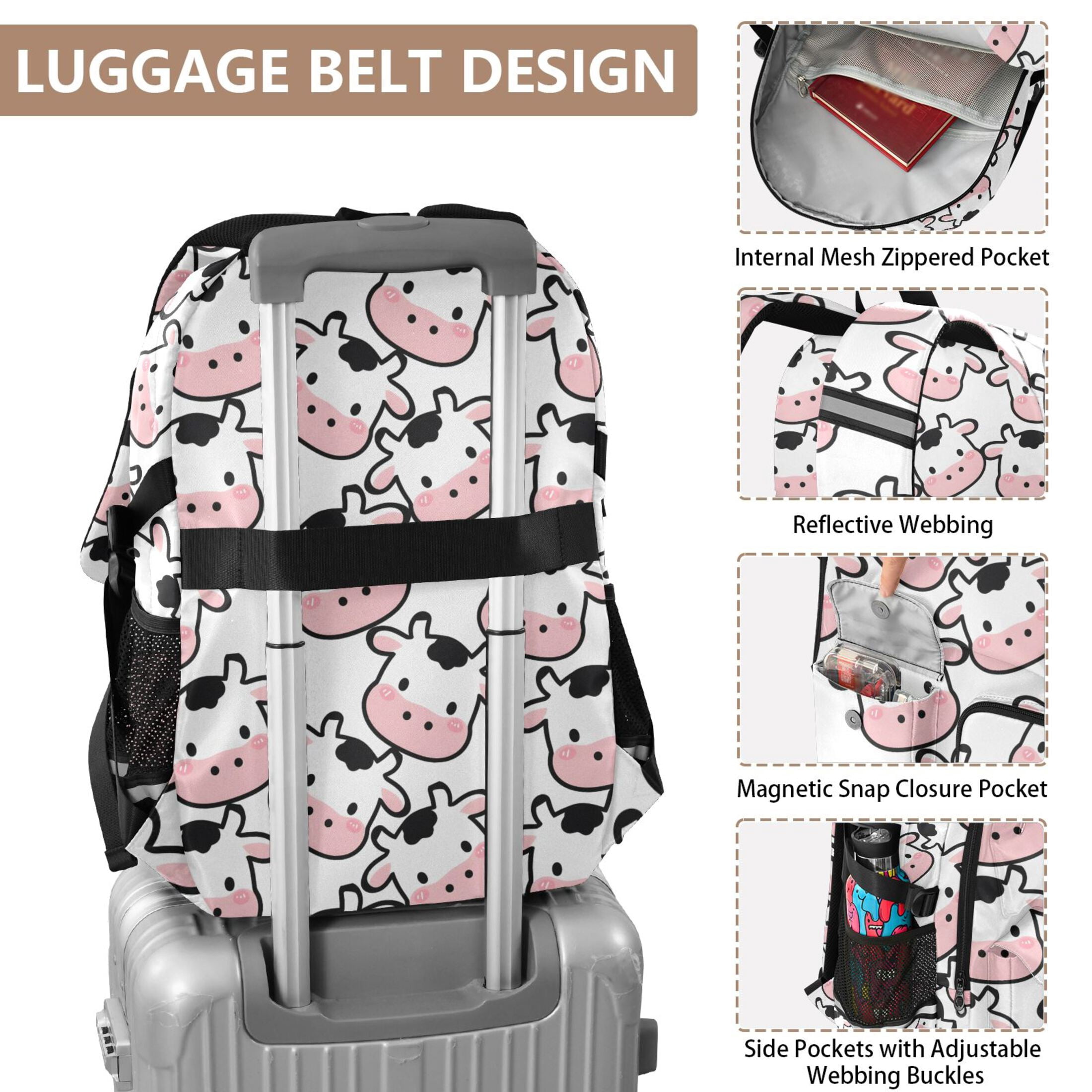 ALAZA Cow Heart Print Student Backpack School Bookbag Large Laptop Daypack Travel Bag