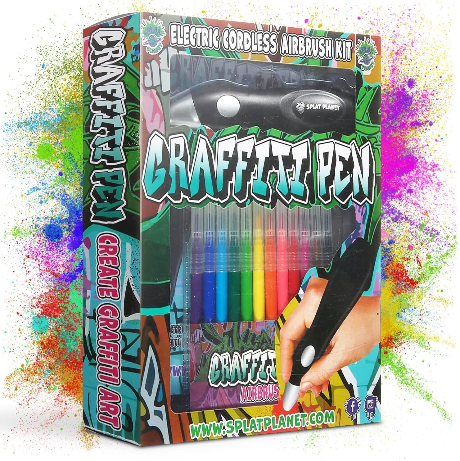 Electric Airbrush Pen, Cordless Rechargeable Electric Airbrush Sprayer, Water Colour Spray Pen, Airbrush Marker Set 12 Colors, Washable Watercolour