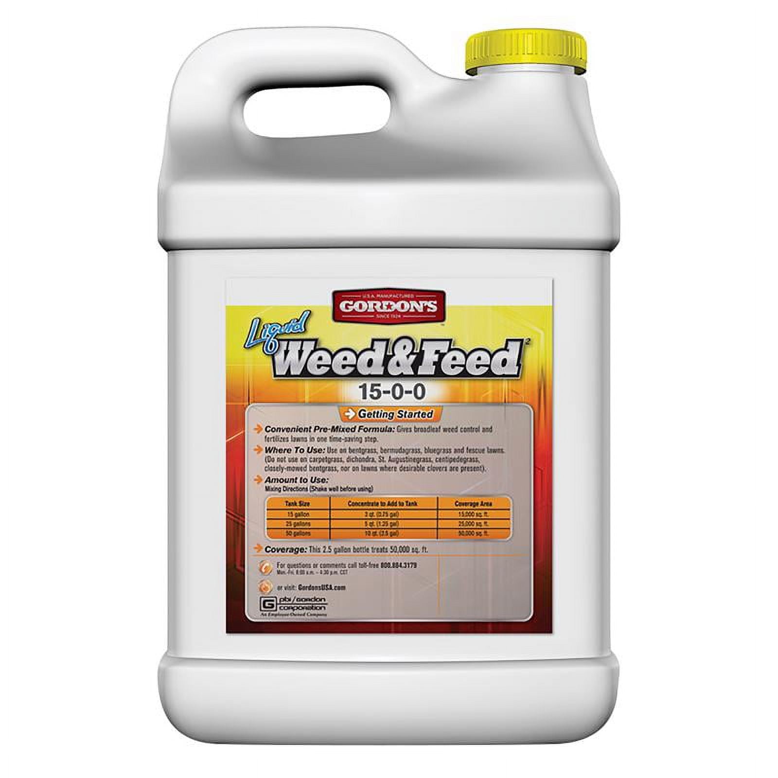 Gordon's 7311122 Liquid Weed & Feed, 15-0-0 Formula, Covers 50,000 Sq. Ft., 2.5 Gallon Concentrate - Quantity 1