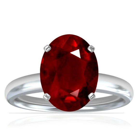 GemsNY July Birthstone - Traditional Oval Ruby Solitaire Ring (Grade - AAA | 3.35cts.)