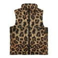 thumbnail image 4 of Garronmavis Brown Leopard Print Kids Outerwear Vest Size 7-8 Stylish Girls Vests Casual Zipper Winter Sleeveless Jacket with Pockets Stand Collar Wind Proof Sleeveless Outwear Vest, 4 of 7