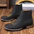 thumbnail image 2 of Chenyee Cowboy Boots for Men Square Toe Western Slip On Ankle Chelsea Booties Block Heel Casual Dress Shoes, 2 of 6