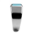 thumbnail image 4 of Mens Ring Rectangular Turquoise Stainless Steel Ring in Sea Blue, 4 of 7