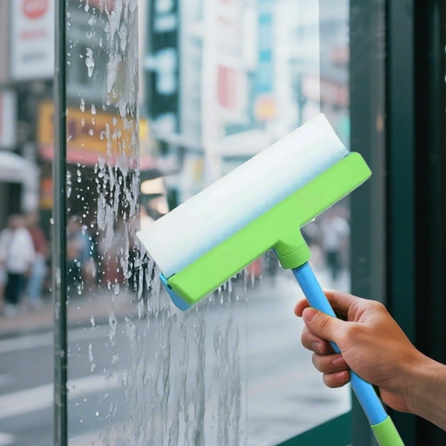 Creatine Recyclable Silicone Window Squeegee Kit Window Cleaning Kit Glass Cleaning Tools With Silicone Squeegee & Microfiber Scrubber For Shower Glass Door Car