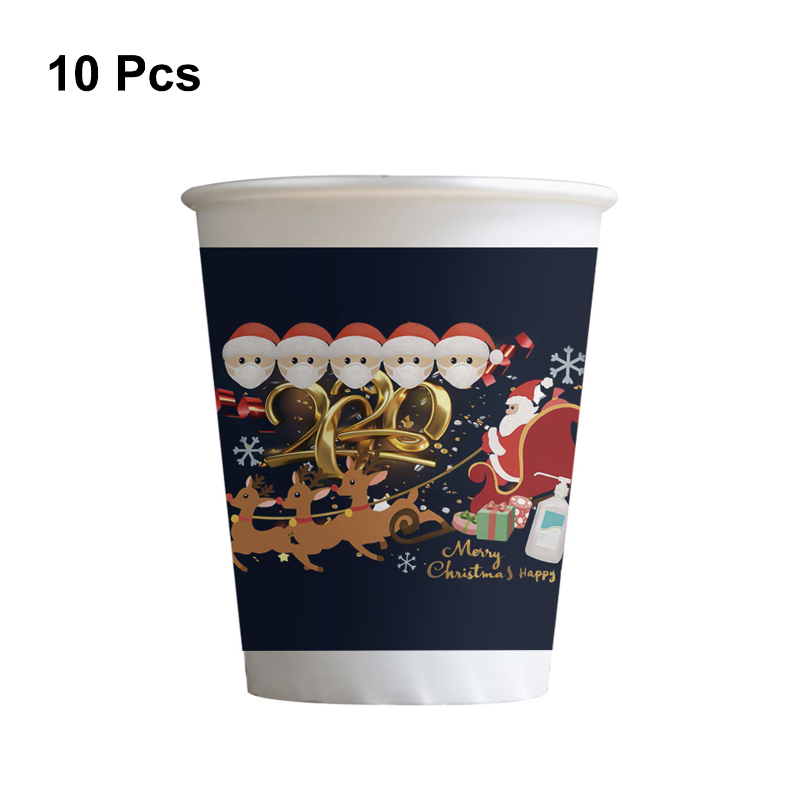 20 Cups Christmas Paper Cups Seasonal Santa Designs Adult Kids Disposable Xmas Party Cups for Coffee Christmas Drinkware Party Supplies Santa Decoration