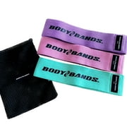 Body Bands, Exercise Resistance Bands, Fitness Bands, Workout at Home, Anti-Slip Fabric/Cloth Bands, Set of 3 with Carry Bag